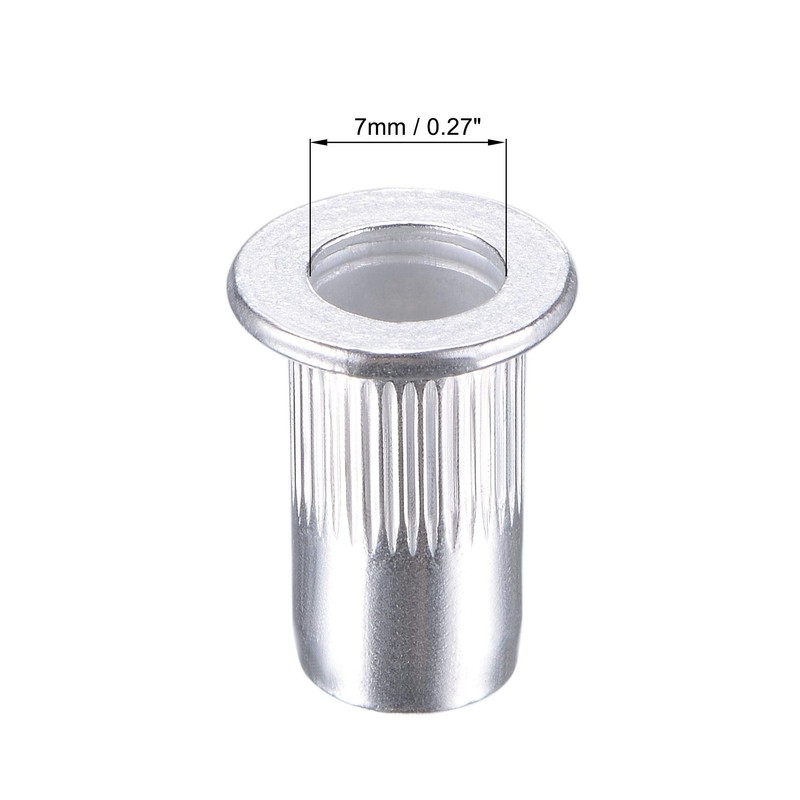 sourcing map M5 Rivet Nuts Aluminium Alloy Knurled Flat Head