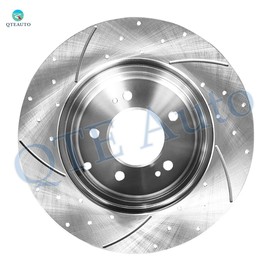 PM Auto Set of 6 Rear 284mm Drilled Slotted Brake Disc Rotors-Ceramic Brake Pad Kit Replacement For 2011-2015 Hyundai Sonata