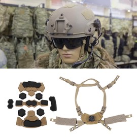 CYSFETENA Helmet Liner System with Adjustable Chin Strap and Sponge Pads for Fast, MICH, Wendy Helmets, Compatible with ACH, FMA, EXF, Suspension System with Hook Loop Fasteners