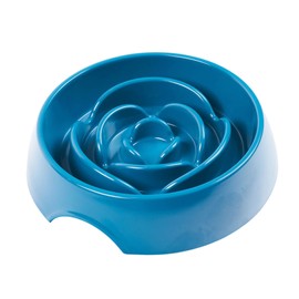 Messy Mutts Interactive Slow Feeder | Puzzle Slow Feeder Dog or Cat Bowl | Enrichment Food Dish to Slow Eating, Prevent Bloating | 9.8” x 2.2” | 3 Cup | Blue