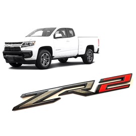 1x Rear Tailgate ZR2 Emblem Car Badge Logo Compatible with 2019-2025 Silverado Colorado (Black Red)
