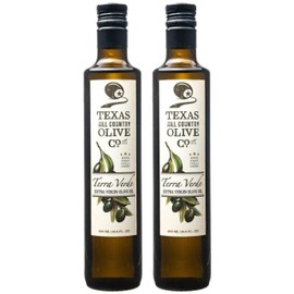 Texas Hill Country Olive Co Terra Verde Extra Virgin Olive Oil - Cold Pressed EVOO Gourmet Olive Oil - Rich & Fruity - Perfect for Finishing & Dressing - Award Winning, Made in Texas (16.9 oz, 2 Pack)