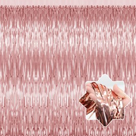 5 Pack Rose Gold Backdrop Birthday Decorations Foil Curtain Backdrop Bachelorette Party Decorations Rose Gold Party Decor Streamers Groovy Birthday Party Decorations