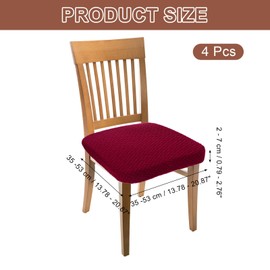 sourcing map 4Pcs Chair Seat Covers, Chair Cushion Slipcovers, Waterproof Seat Protector for Dining Room, Kitchen, Bedroom, Red