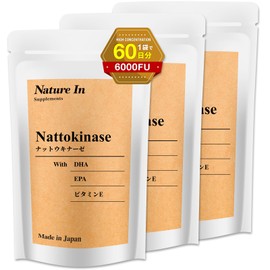 ナットウキナーゼ 180日分 6000FU/日 DHA EPA ビタミンE 納豆菌 大豆 国内製造 カプセル サプリメント Nature In(ネイチャーイン)