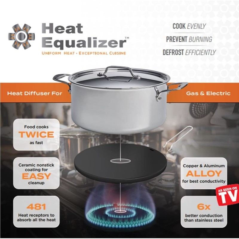 Heat Equalizer-8 inch Black Ceramic Finish Heat Diffuser – Aluminum