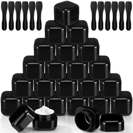 Meanplan 36 Pack 1oz Black Travel Jar Containers, Black Cosmetic Containers with Lids & Spatulas, Lotion Jars Leak-proof with Inner Liners, Portable Makeup Sample Pots for Creams, Lotions, Ointments