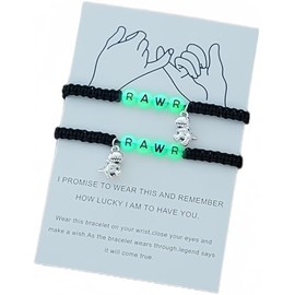 Bracelet for Women 2pcs Glow in The Dark Bead Decor Dinosaur Charm Bracelet