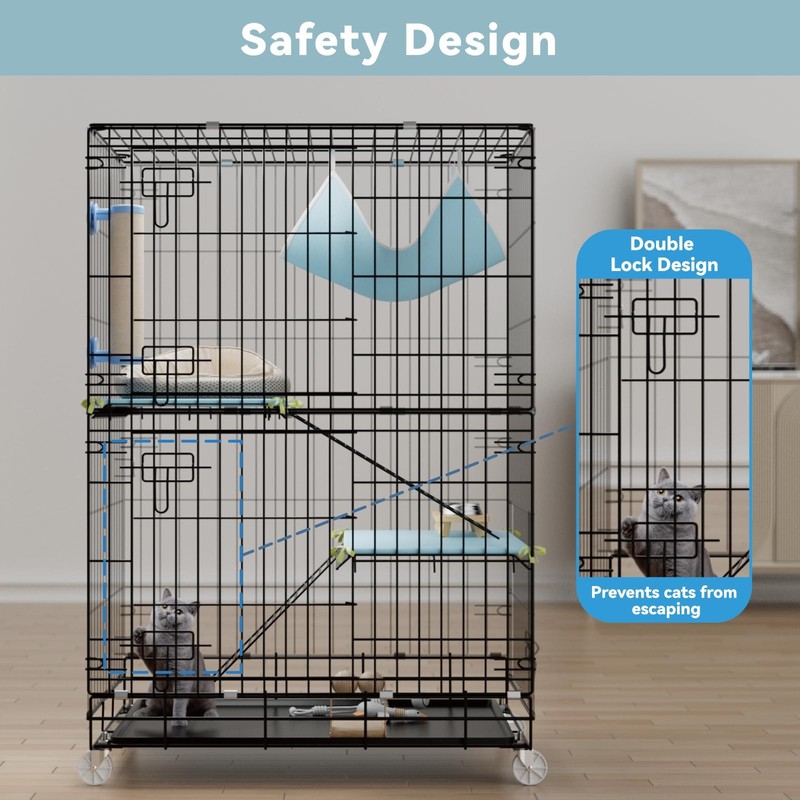 STILLCOVE 3-Tier Cat Cage Indoor: Medium Cat Enclosure Pet Playpen