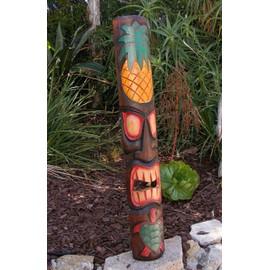 Tribal Tiki Wood Wall Mask Patio Tropical Bar Decor 40" Tall Tahitian