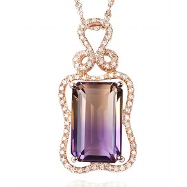 Kim Carrey Gemstone Necklace for Women, 18K Rose Gold, Natural Stones, Elegant Design, Mother's Day, Birthday, Thanksgiving Gifts for Women (Grape Gradient)