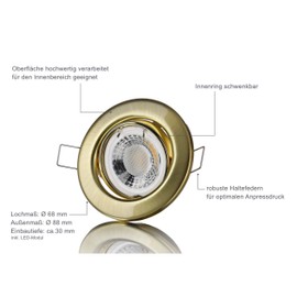 LED recessed spotlight flat 230 V dimmable set round brushed stainless steel spot recessed ceiling spotlight recessed spotlight lighting LED module ceiling light warm white neutral white daylight – CG80