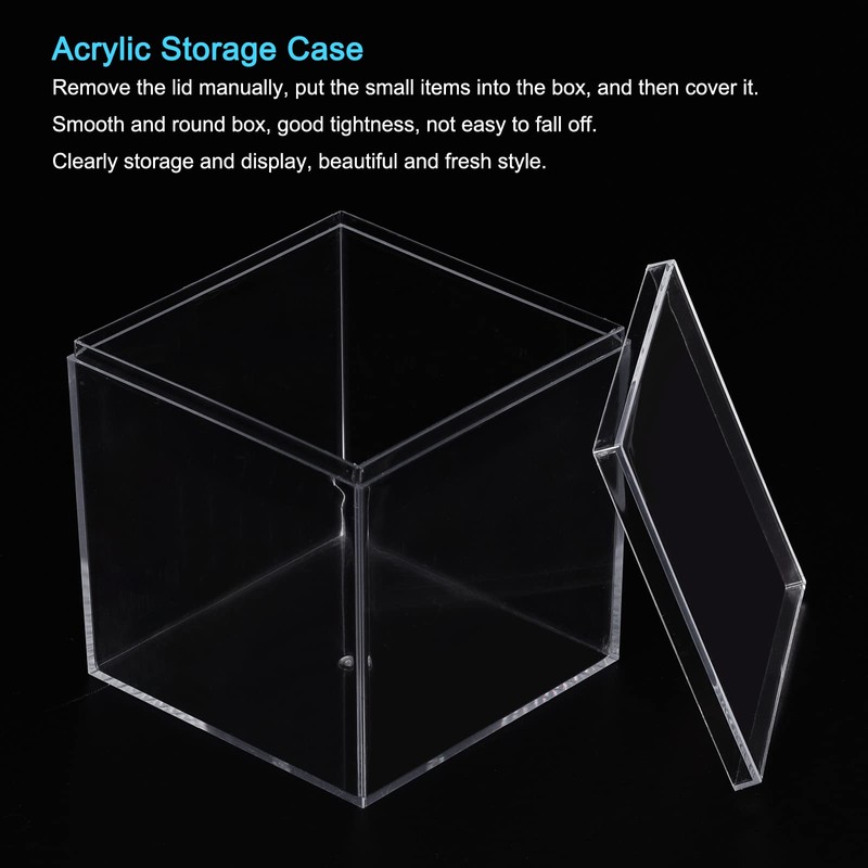 MECCANIXITY Clear Acrylic Plastic Storage Box Square Cube Display Case
