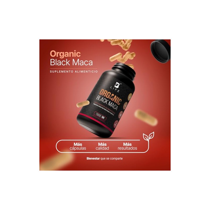 B Life Maca Negra Orgánica con 180 cápsulas