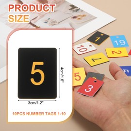 PATIKIL 10PCS Rectangle Number Tags 1-10, 3x4CM Number Key Tags Plastic Numbered for Organizer Drawing Prizes Field Sales Clothes Labels, Black Yellow