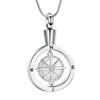 Compass Urn Necklace for Ashes Stainless Steel Cremation Jewelry Memorial