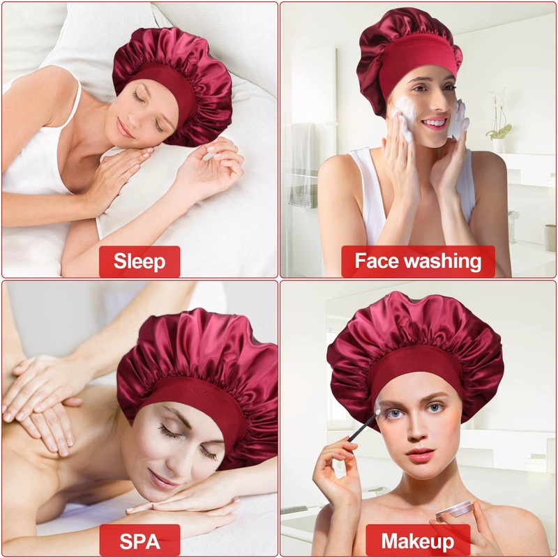 3 Pezzi Cuffia Seta per Ricci Bonnet Notte per Dormire,