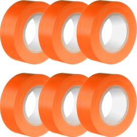 Chinco 6 Pieces Flourescent Flagging Tape Neon Ribbon Multipurpose Plastic Ribbon 30m x 6 Rolls Non Adhesive Tree Marking for Boundaries and Hazardous Areas Workplace(Fluorescent Orange, 1 Inch)