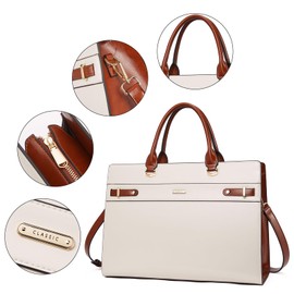 BROMEN Women Leather Briefcase 15.6 inch Vintage Laptop Tote Bag Business Work Shoulder Handbag