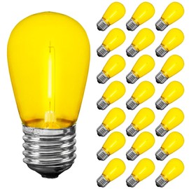 Novelty Lights Outdoor String Light Replacement Bulbs, 5 Pack S14 LED Edison Shatterproof Plastic, E26 Base, 30,000-Hour Lifespan, Yellow