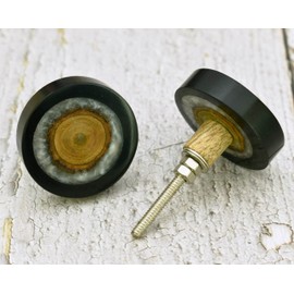 ARTISNO Three Tone Gold Designs Wood Resin Door Knobs, Vintage, Shabby Chic, Interior Furniture, Cabinet Cupboard Drawers Pulls Handles (BLACKY)