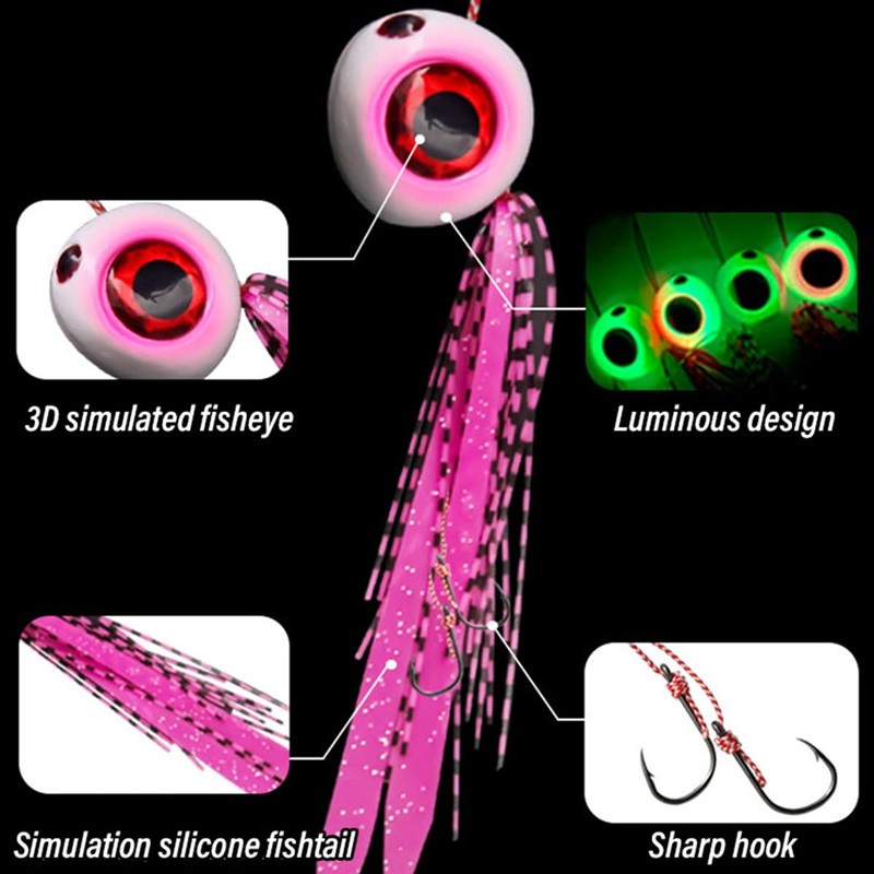 AIMALL Luminous Fishing Lures Glow Artificial Baits with 3D Fisheye,