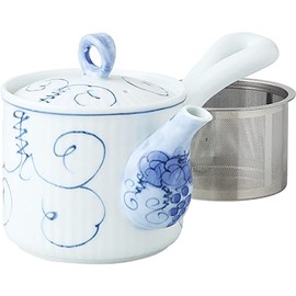 Hasami Ware 60189 Teapot with Arabesque Grape Pattern (Super Stainless Steel Tea Strainer)