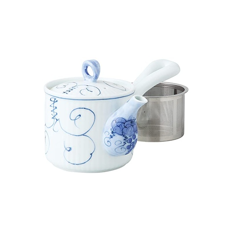 Hasami Ware 60189 Teapot with Arabesque Grape Pattern (Super Stainless