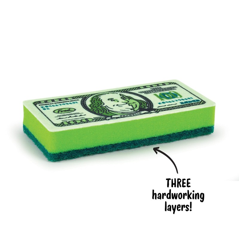 Genuine Fred, Dirty Money, Kitchen Sponges, Set of 2, Green