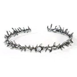 WHAVEL Crown of Thorns God Thorn Crown with Rhinestone Elf Fairy Crown Gothic Headpiece Easter Decorations (Retro Silver, One Size)