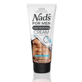 Crema de depilación Nad's for Men – Depilación sin dolor para hombres – Crema depilatoria calmante para cabello masculino grueso no deseado, Crema depilatoria, 6.8 Ounce