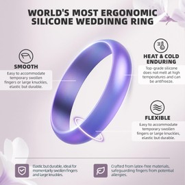 Egnaro Women's Silicone Eternity Rings, 5.5mm Wide 2mm Thick Wedding Rubber Bands, Comfort Workout Variety For Outfit