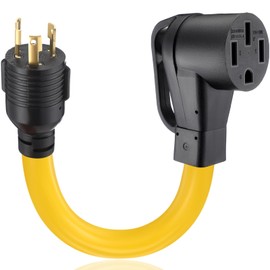 Tellegloww 30 Amp to 50 Amp RV Generator Adapter Cord Compatible with Nema L5-30P to 14-50R, 3 Prong Lock Male to 4 Prong Female Power Adapter Cord with Handles, STW 10 AWG/3C, 1FT, ETL Listed