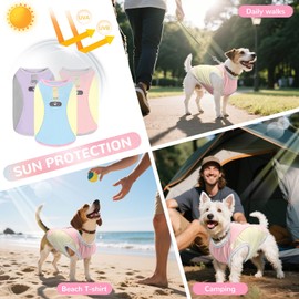 AXIIJGL Dog Cooling Vest with D-Ring Dog Tshirt Sun Protection Small Puppy Clothes for Girls Boys Stretchy Shirts for Dogs Lightweight Breathable Shirt French Bulldog Frenchie Dachshund Clothes
