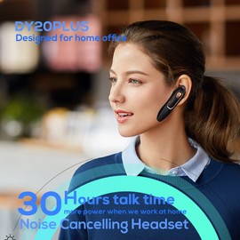 Micool Headset Bluetooth V5.0, Geräuschunterdrückung Freisprech Bluetooth Headset Handy 30 Stunden Gesprächszeit, Mute-Funktion, Sprachassistent Kabelloser Headset für LKW Fahrer