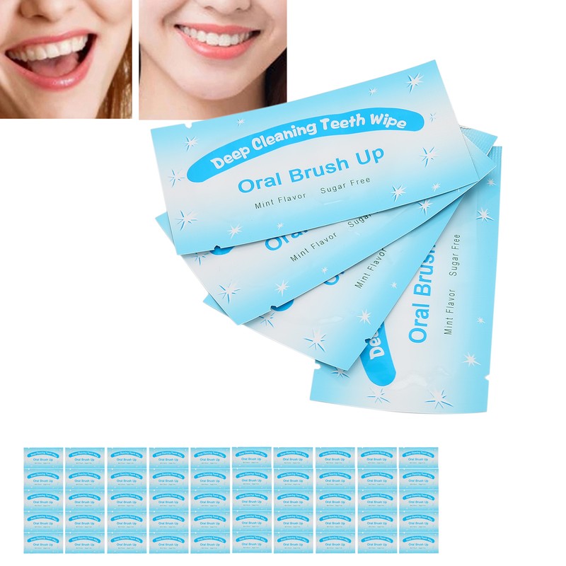 50pcs Disposable Finger Teeth Wipes Travel Portable Cleaning Dirt Removal
