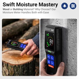 KENMIC Pinless Moisture Meter for Non-Destructive Moisture Detection in Drywall, Wood, and Masonry, Detects up to 3/4-Inch Below Surface
