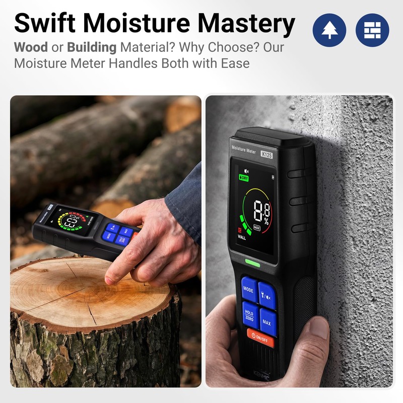 KENMIC Pinless Moisture Meter for Non-Destructive Moisture Detection in Drywall,