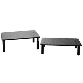 Mind Reader Iron Monitor Stand, Laptop or Screen Riser with Ventilated Metal Platform, Adjustable Height Levels, Pack of 2, Black