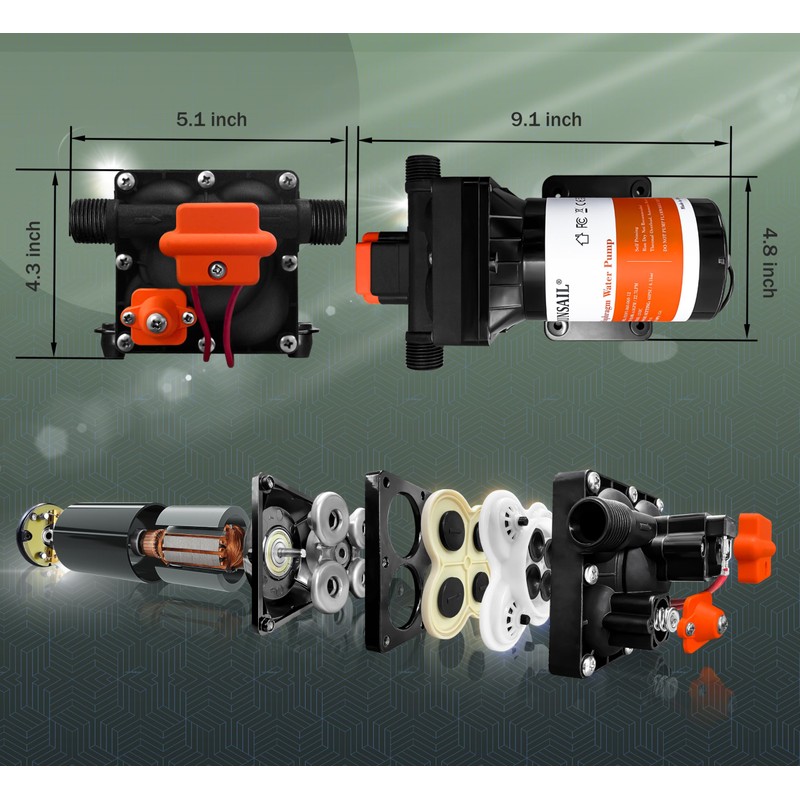 [Upgraded Version] 12V DC Self-Priming Diaphragm Water Pump,30-70 PSI Continuously