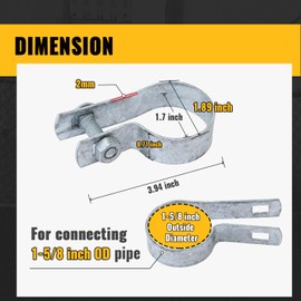 VIVIDA 1-5/8" Chain Link Tension Bands, Galvanized Fence Tension Bands for 1-5/8" OD Pipe, Chain Link Fence Parts, 15 PCS