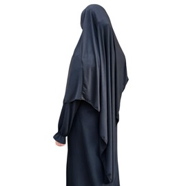 Yaqeen Jersey Khimar Long Hijab for Muslim, Diamond Cut Headscarf, Lycra, Prayer Dress, Muslim Scarves, black