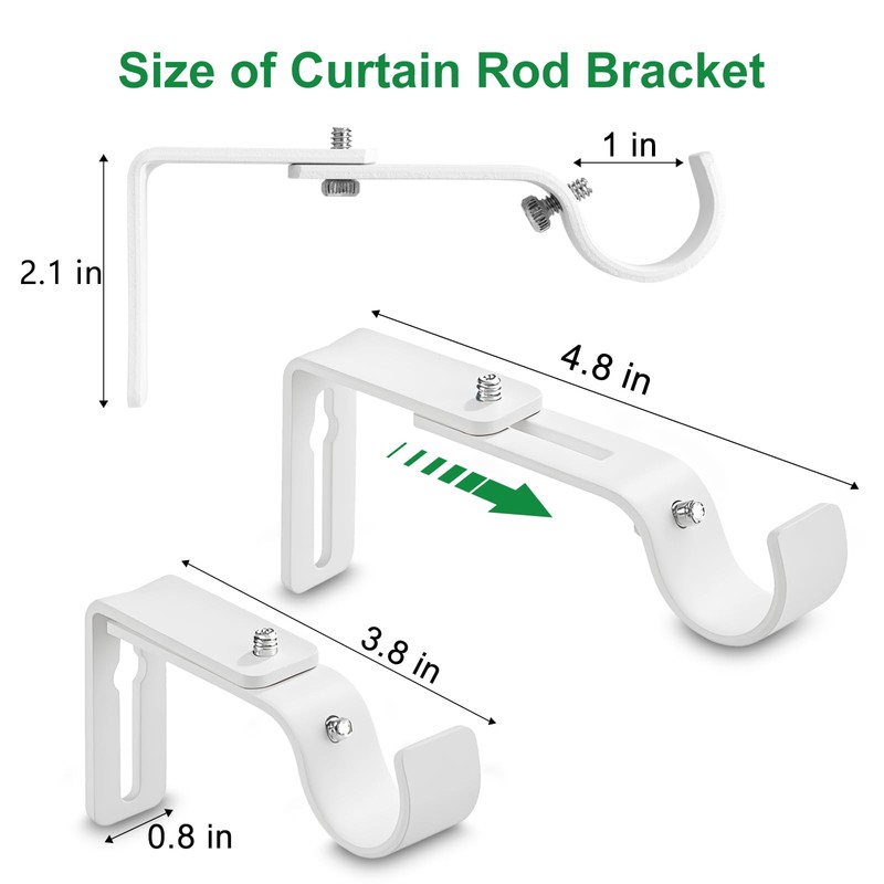 LLPJS Curtain Rod Bracket Adjustable, Drapery Rod Holder Hooks Support
