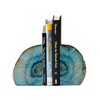 AMOYSTONE Teal / Green Agate Bookends Heavy Book Ends 1