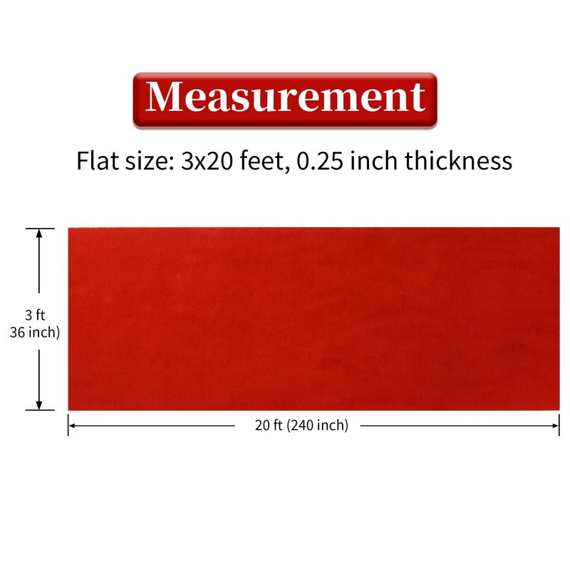 HOMBYS 450 GSM Extra Thick 3x20 ft Red Carpet Runner
