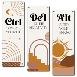 Zmyollo Inspirational Wall Decor Sign, 3 Pieces Ctrl Alt Del Wooden Sign With Rope, Control Yourself Alter Your Thinking Delete Negativity Office Decor, Boho Artwork Gifts For Family Friend -37