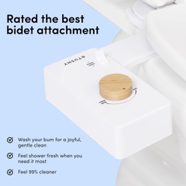 TUSHY Classic 3.0 Bidet Toilet Seat Attachment - A Non-Electric Self Cleaning Water Sprayer with Adjustable Water Pressure Nozzle, Angle Control & Easy Home Installation (White/Gunmetal)