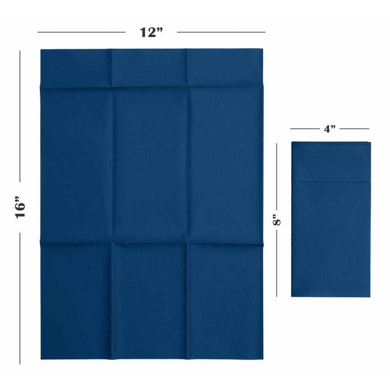Disposable Linen-Feel Dinner Napkins With Built-in Flatware Pocket, 50-Pack BLUE