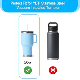 Reusable Straws for YETI Rambler Tumbler, Replacement Straws Compatible with YETI Tumbler 35 oz Cup, Clear Transparent Straight Drinking Straws, Set of 5 Reusable Straws with 2 Cleaning Brushes