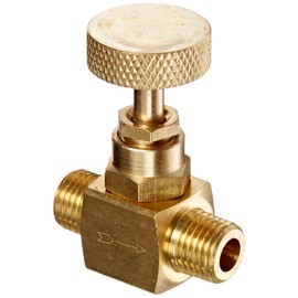 PIC Gauges NV-B-1/4-MXM Brass Needle Valve, 1/4" Male NPT X 1/4" Male NPT